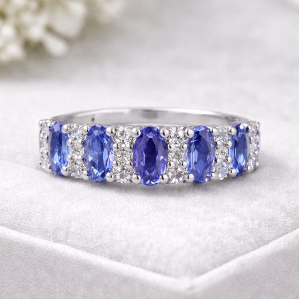 Tanzanite and Moissanite Ring, size 6